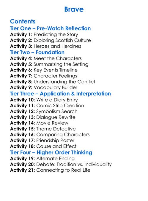 Brave Worksheet Activity Booklet