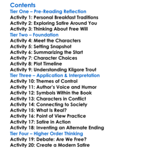 Breakfast Of Champions Kurt Vonnegut Worksheet Activity Booklet