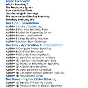 Breathing And Ventilation Worksheet Activity Booklet