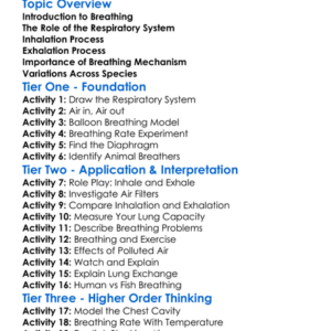 Breathing Mechanism Worksheet Activity Booklet