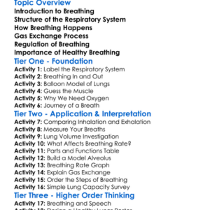 Breathing Mechanisms In Humans Worksheet Activity Booklet