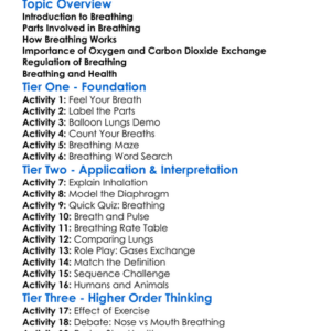 Breathing Mechanisms Worksheet Activity Booklet
