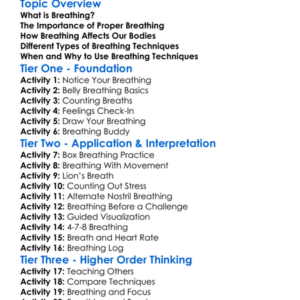 Breathing Techniques Worksheet Activity Booklet