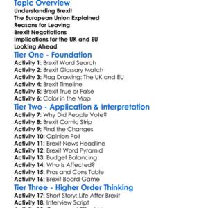 Brexit And Its Implications Worksheet Activity Booklet