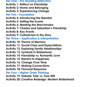 Brideshead Revisited Evelyn Waugh Worksheet Activity Booklet