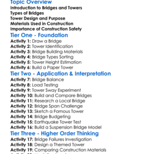 Bridge And Tower Construction Worksheet Activity Booklet