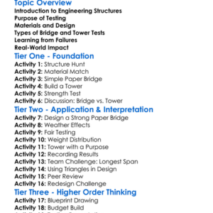 Bridge And Tower Testing Worksheet Activity Booklet
