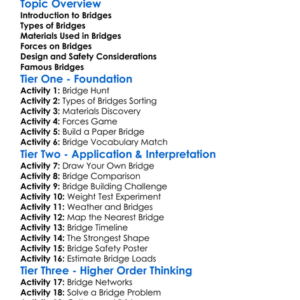 Bridge Design Worksheet Activity Booklet
