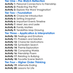 Bridge To Terabithia 2007 Worksheet Activity Booklet
