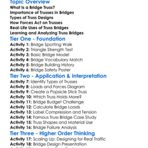 Bridge Truss Analysis Worksheet Activity Booklet