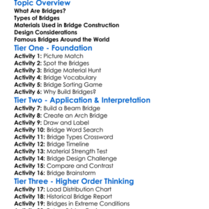 Bridge Types And Construction Worksheet Activity Booklet