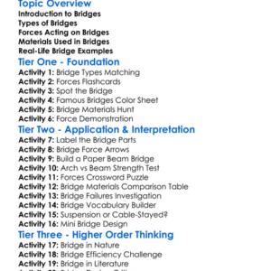 Bridge Types And Forces Worksheet Activity Booklet