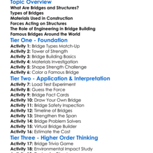 Bridges And Structures Worksheet Activity Booklet
