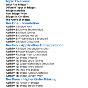 Bridges Worksheet Activity Booklet