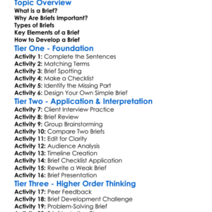 Brief Development Worksheet Activity Booklet
