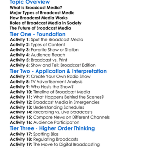 Broadcast Media Basics Worksheet Activity Booklet