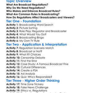 Broadcast Regulations Worksheet Activity Booklet