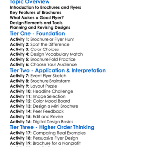 Brochure And Flyer Design Worksheet Activity Booklet