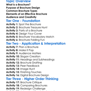 Brochure Design Worksheet Activity Booklet
