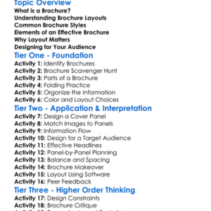 Brochure Layouts Worksheet Activity Booklet