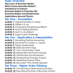 Brownian Motion Worksheet Activity Booklet