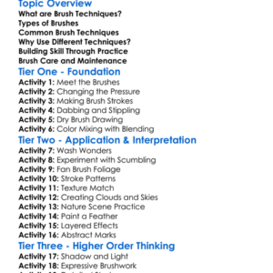 Brush Techniques Worksheet Activity Booklet