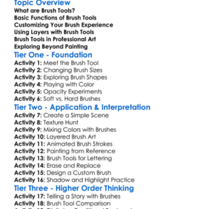 Brush Tools Worksheet Activity Booklet