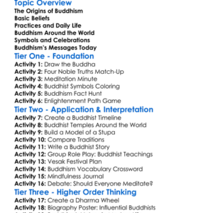 Buddhism Worksheet Activity Booklet