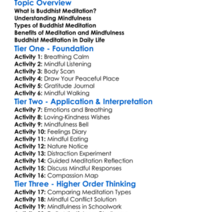 Buddhist Meditation And Mindfulness Worksheet Activity Booklet