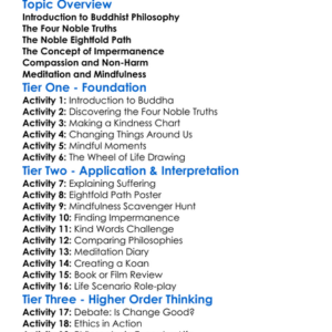 Buddhist Philosophy Worksheet Activity Booklet