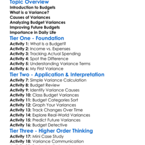 Budget Variance Analysis Worksheet Activity Booklet