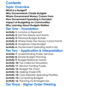 Budgeting And Government Spending Worksheet Activity Booklet