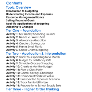 Budgeting And Resource Management Worksheet Activity Booklet