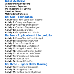 Budgeting And Saving Worksheet Activity Booklet