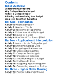 Budgeting For College Or Higher Education Worksheet Activity Booklet