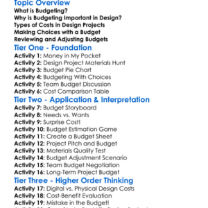 Budgeting For Design Projects Worksheet Activity Booklet