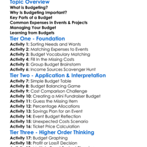 Budgeting For Events And Projects Worksheet Activity Booklet