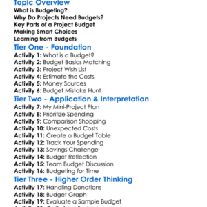 Budgeting For Projects Worksheet Activity Booklet