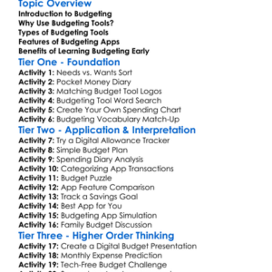 Budgeting Tools And Apps Worksheet Activity Booklet