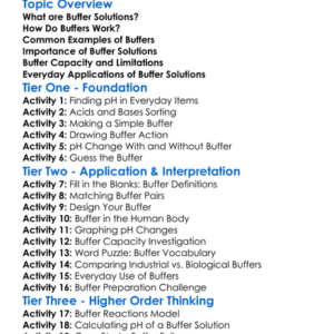 Buffer Solutions Worksheet Activity Booklet