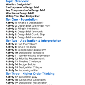 Building A Design Brief Worksheet Activity Booklet