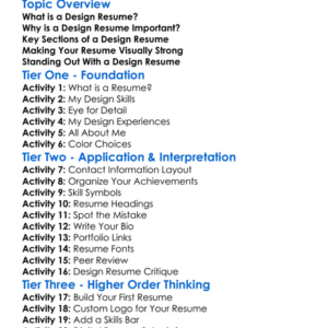 Building A Design Resume Worksheet Activity Booklet