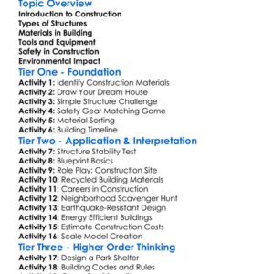 Building And Construction Basics Worksheet Activity Booklet