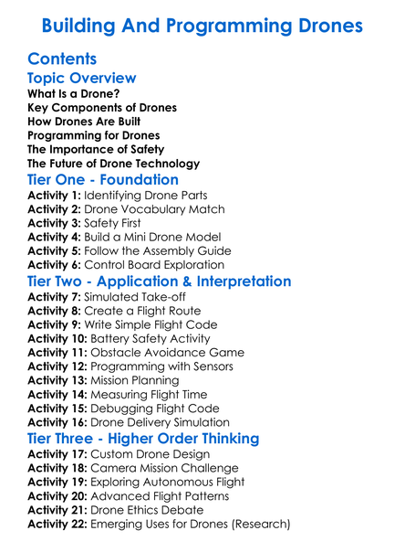 Building And Programming Drones Worksheet Activity Booklet