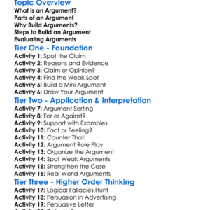 Building Arguments Worksheet Activity Booklet