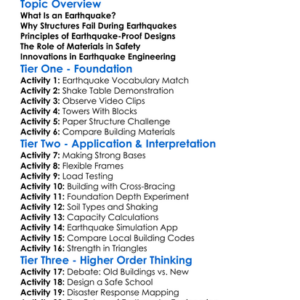 Building Earthquake-Proof Structures Worksheet Activity Booklet