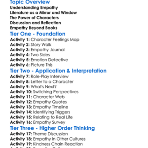 Building Empathy Through Literature Worksheet Activity Booklet