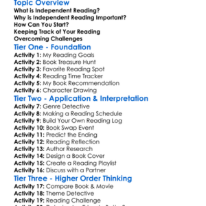 Building Independent Reading Habits Worksheet Activity Booklet