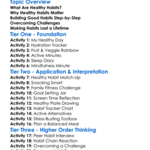 Building Lifelong Healthy Habits Worksheet Activity Booklet