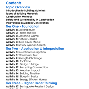 Building Materials And Construction Methods Worksheet Activity Booklet
